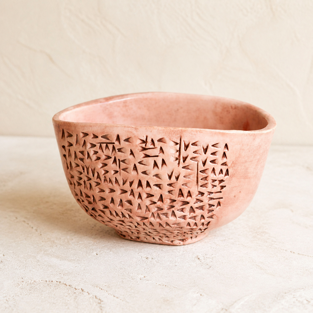KAO-POTAMIA Cuneiform Bowl — Handmade Antique White Stoneware