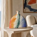 KAO-MARINA Hand-Painted Ceramic Vase — Sculptural Coastal Decor