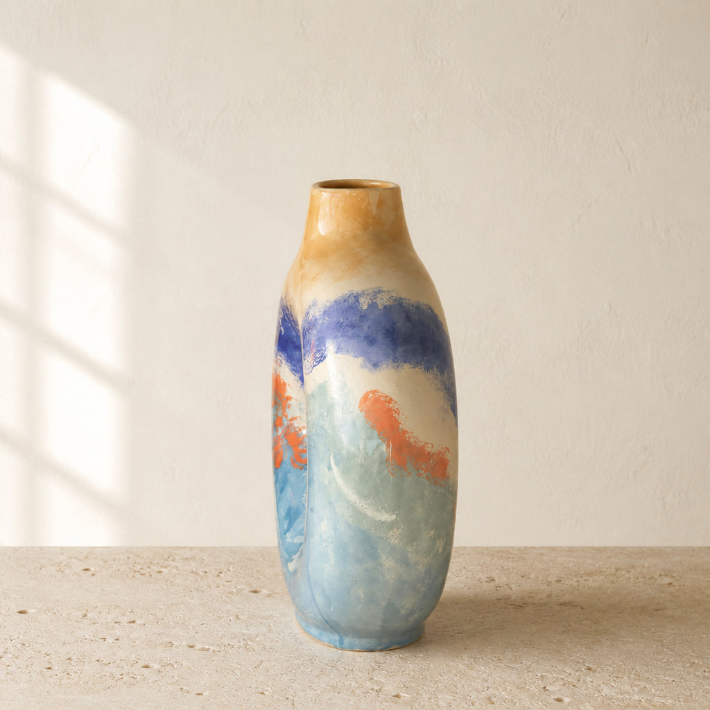 KAO-MARINA Ocean Ring Vase — Handmade Coastal Stoneware