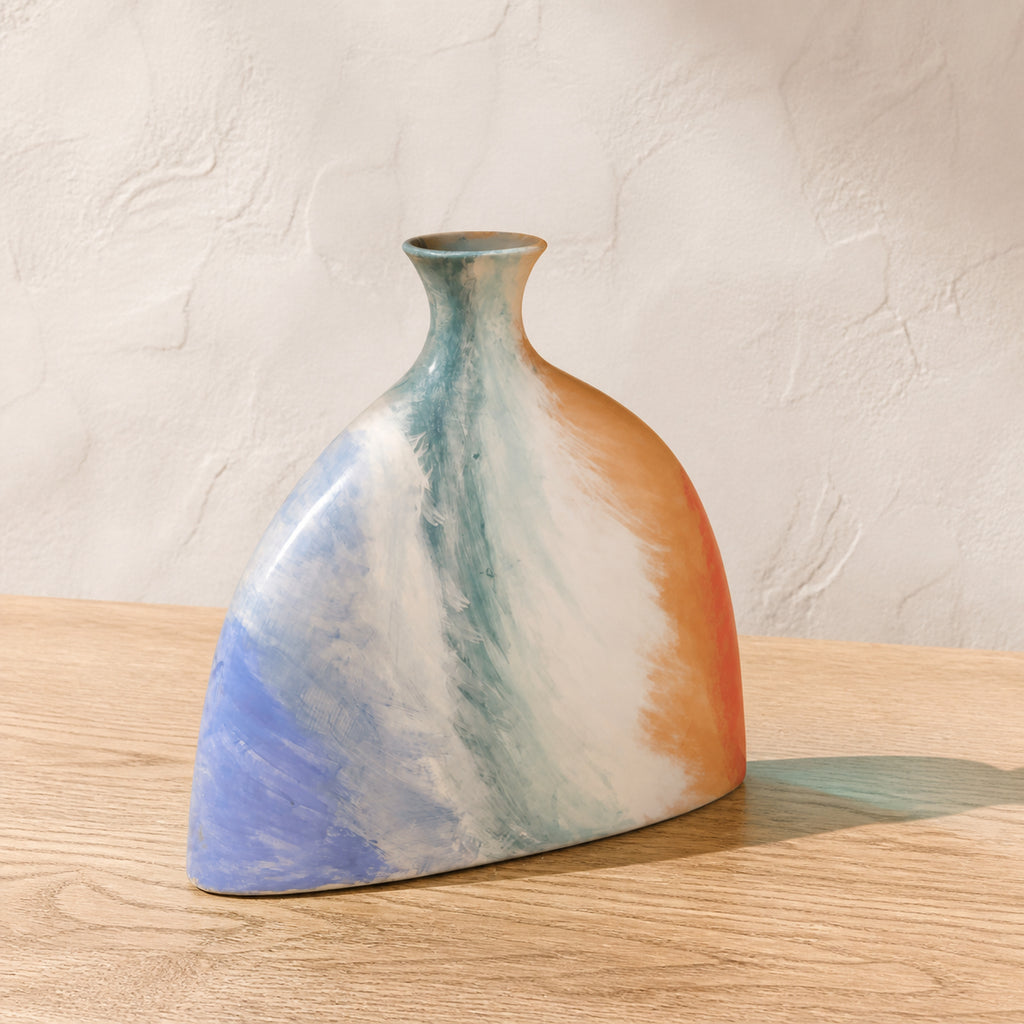 KAO-MARINA Hand-Painted Ceramic Vase — Sculptural Coastal Decor