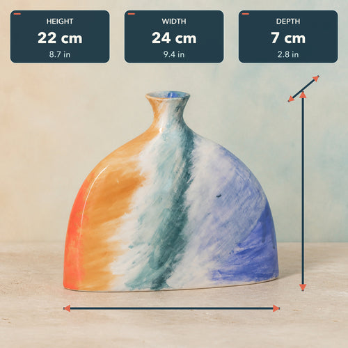 KAO-MARINA Hand-Painted Ceramic Vase — Sculptural Coastal Decor