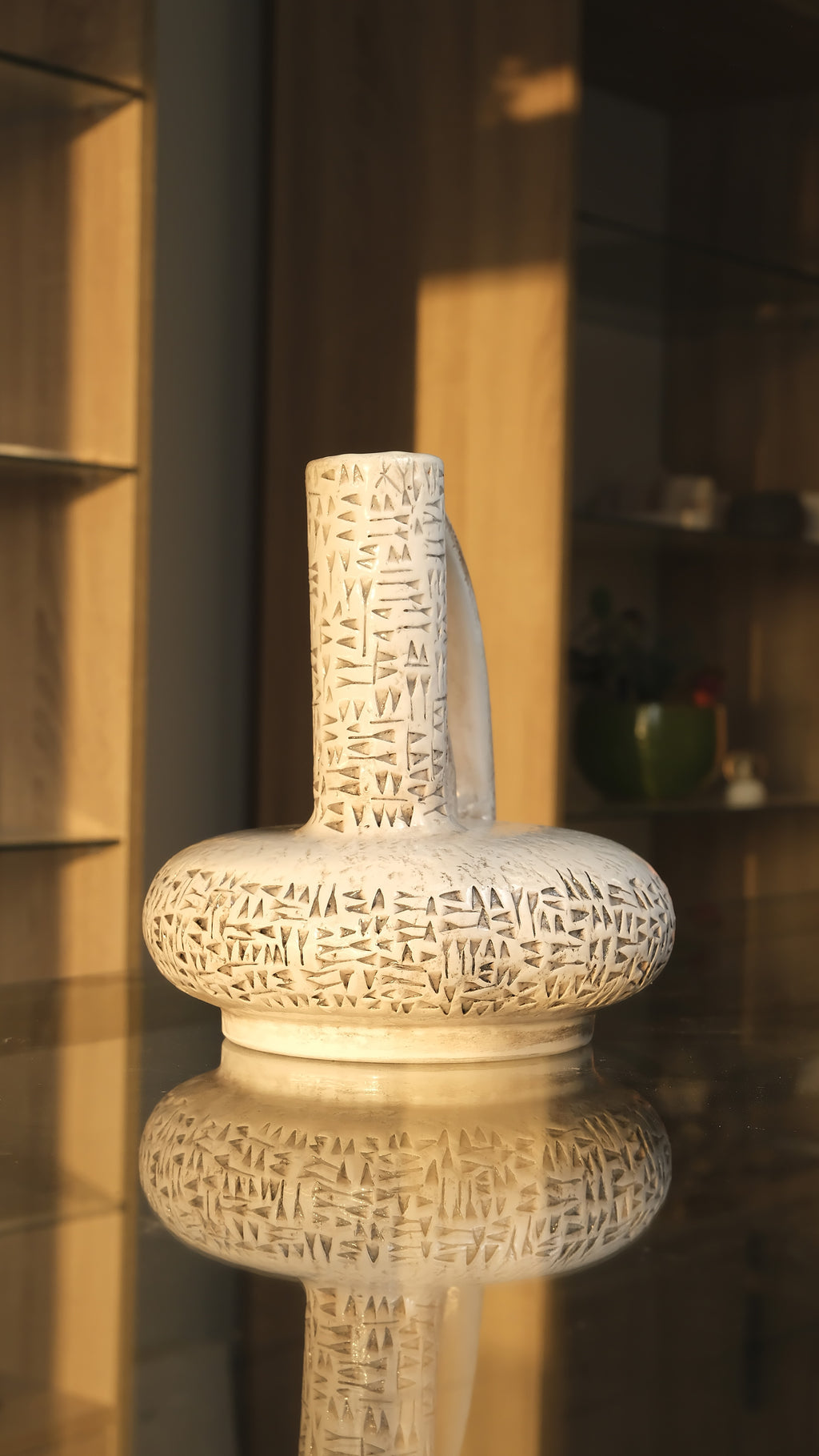 KAO-POTAMIA Cuneiform Pitcher Vase — Handmade Stoneware
