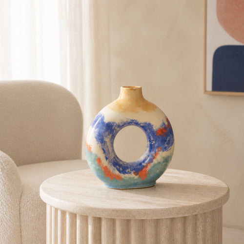 KAO-MARINA Ocean Ring Vase — Handmade Coastal Stoneware
